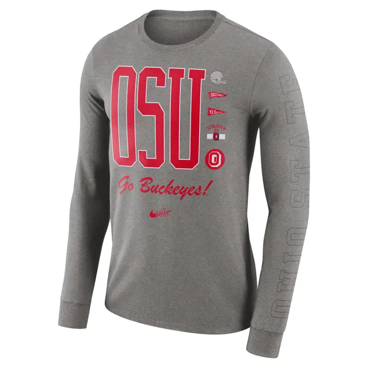 OHIO STATE BUCKEYES NCAA T-Shirt Manche Longue Col Rond Poignets Côtelés 21 GRISFONCÉ