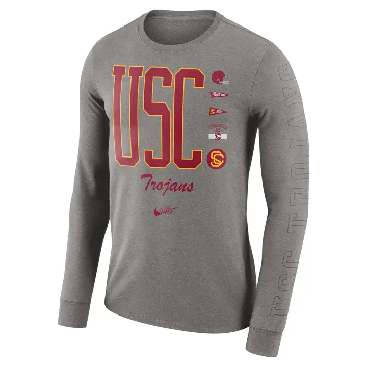 T-shirt à manches longues ras-du-cou USC TROJANS NCAA 21 GRISFONCÉ