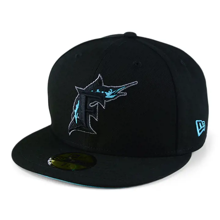 CASQUETTE 59FIFTY POP UV NOIRE ET ORANGE MLB BLACKOUT FLORIDA MARLINS