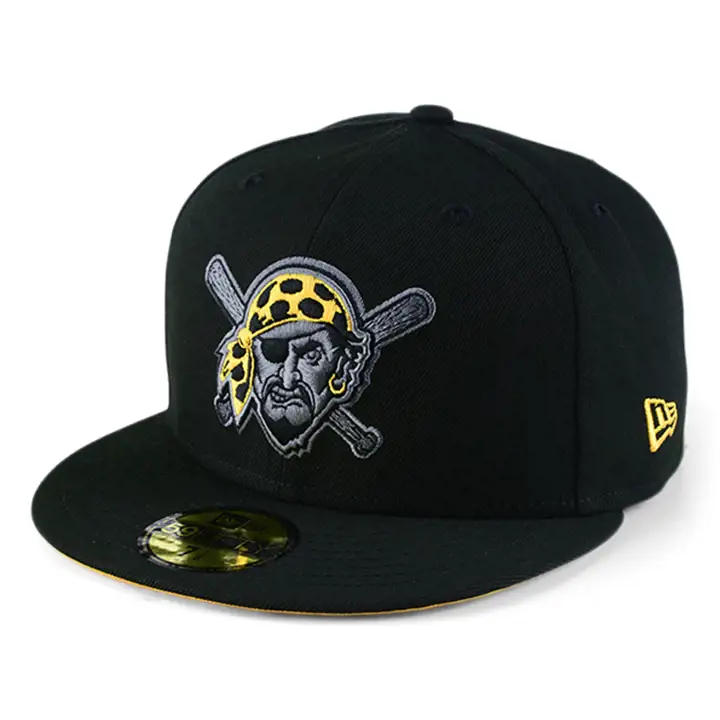 Casquette 59FIFTY MLB BLACKOUT POP UV des PITTSBURGH PIRATES, noir/jaune