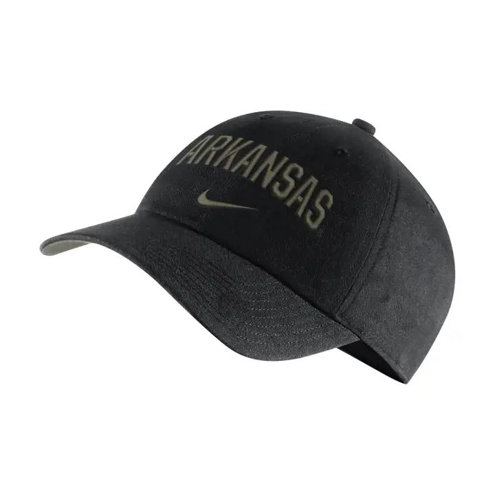 Arkansas Razorbacks NCAA H86 Wordmark Swoosh noir/olive