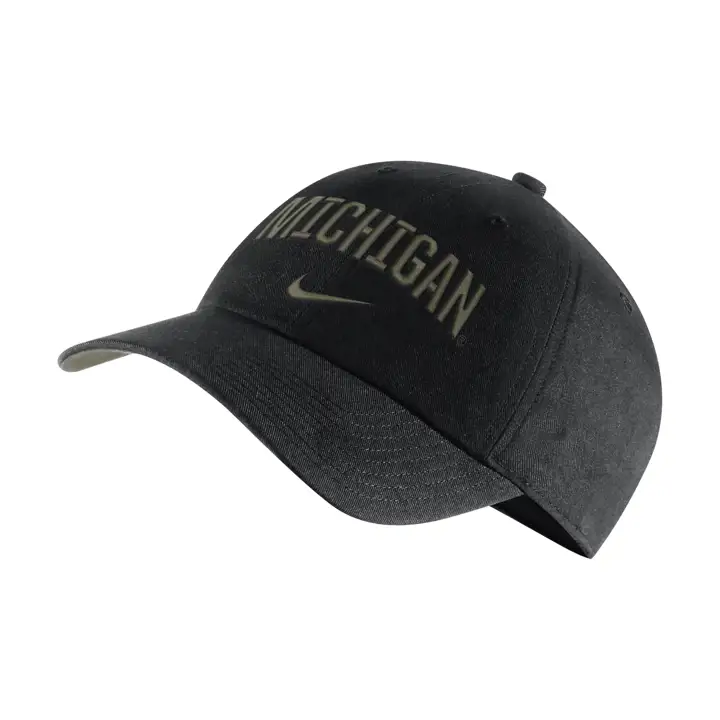 Michigan Wolverines NCAA H86 Wordmark Swoosh noir/olive