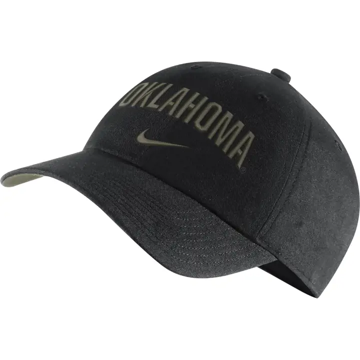 Oklahoma Sooners NCAA H86 Wordmark Swoosh noir/oliv