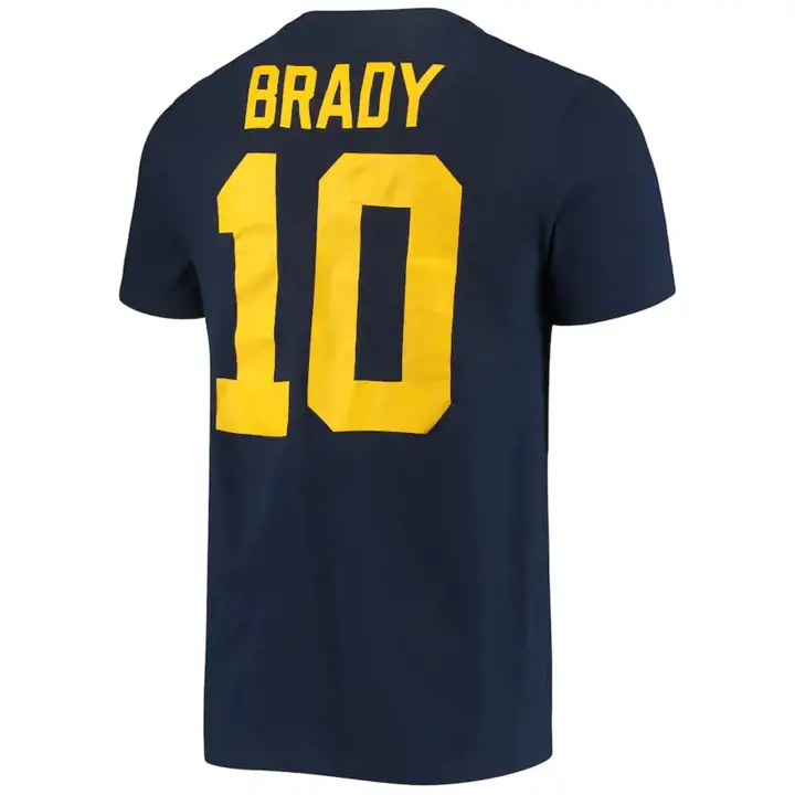 T-shirt réplique N&N Michigan Wolverines NCAA Tom Brady BLEU MARINE