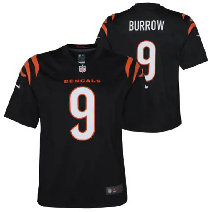 Maillot de match NFL pour jeune Cincinnati Bengals Burrow noir