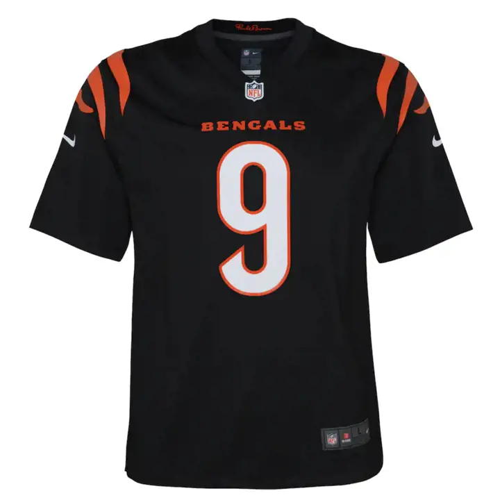 Maillot de match pour enfant NFL Cincinnati Bengals Burrow noir