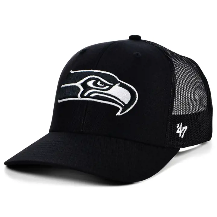 Seattle Seahawks NFL Casquette Trucker Noire/Blanche '47