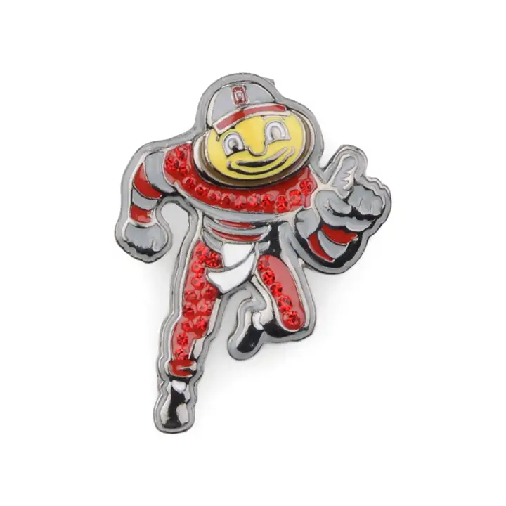 Épingle avec logo en cristal des Buckeyes de l'Ohio State rouge/argent