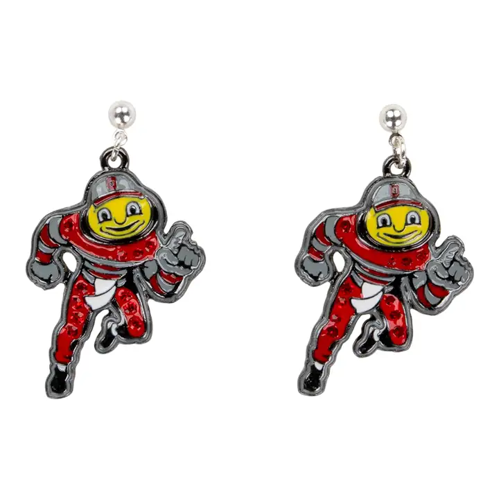 Boucles d'oreilles Ohio State Buckeyes Logo Cristal rouges/argent