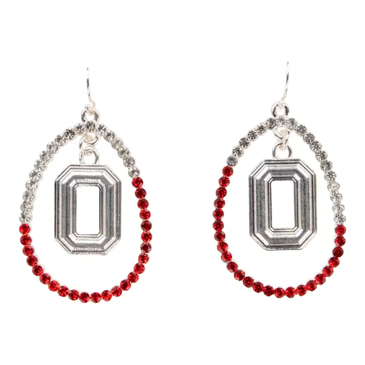 Boucles d'oreilles Ohio State Buckeyes Crystal Loop rouges/argentées
