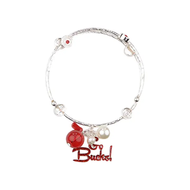 Bracelet slogan des Buckeyes d'Ohio State rouge/argenté
