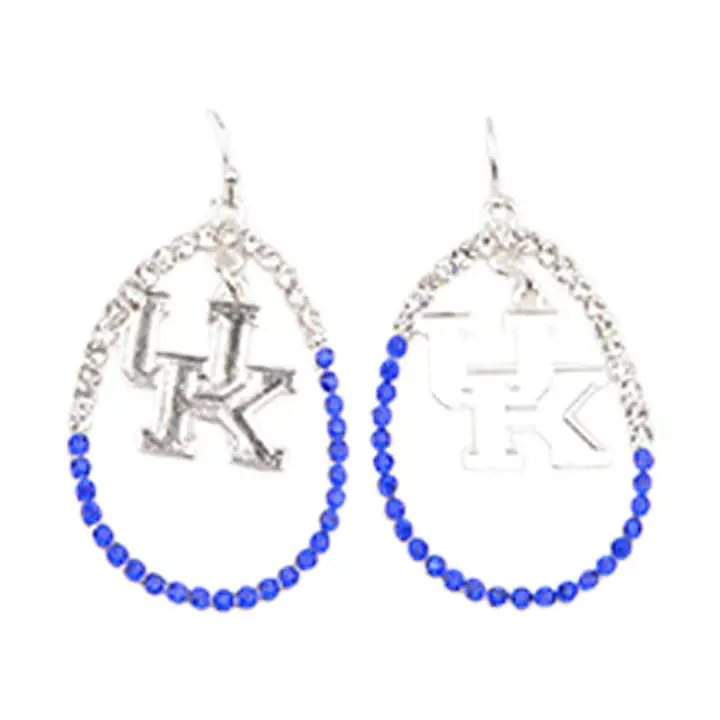 Boucles d'oreilles créoles Kentucky Wildcats en cristal bleu/argent