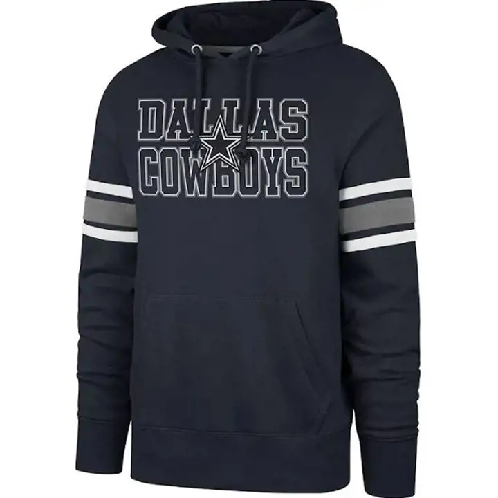 Dallas Cowboys NFL Sweat à Capuche Rayé sur la Manche 21 Marine
