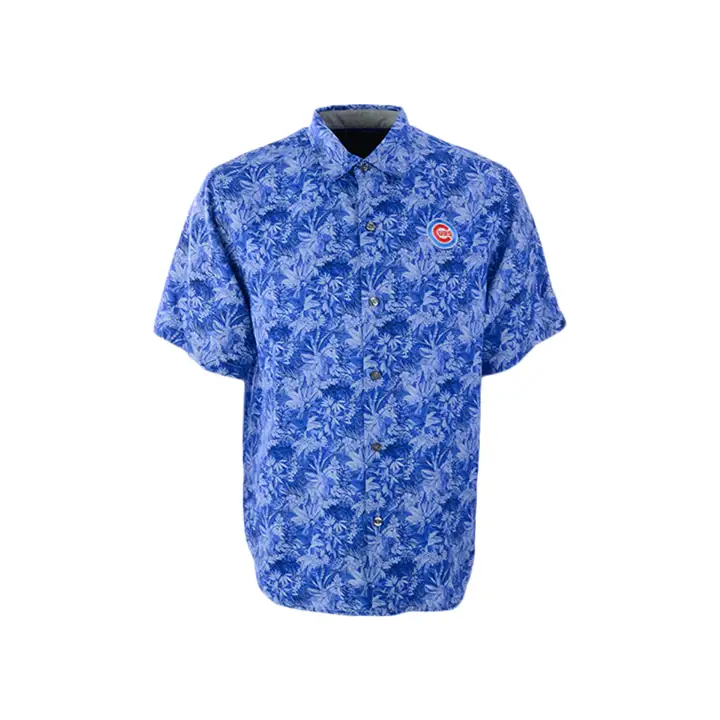 Chemise de camp florale Tommy Bahama Jungle des Chicago Cubs MLB bleue