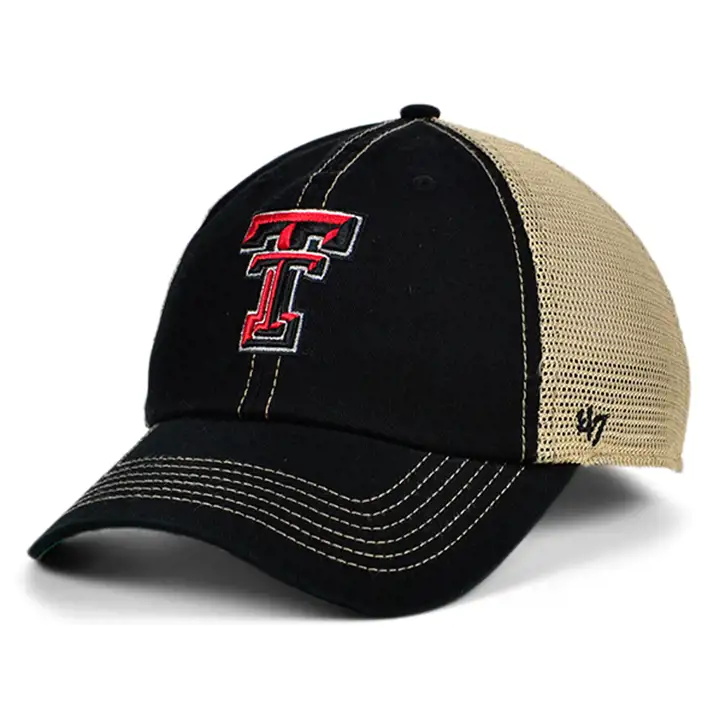 Casquette universitaire réglable noir et blanc cassé Texas Tech Red Raiders