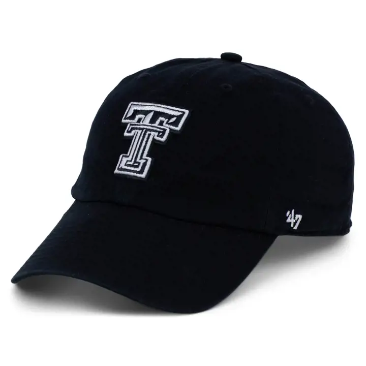 Casquette de baseball Texas Tech Red Raiders NCAA BW Clean Up noir/blanc