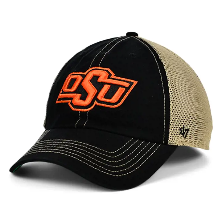Casquette de pêcheur réglable noire et naturelle NCAA des Cowboys d'Oklahoma State