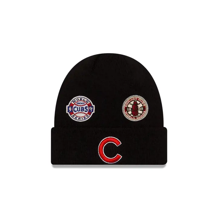 BONNET TRICOTÉ AVEC ÉCUSSON DES CUBS DE CHICAGO CHAMPIONS MLB noir