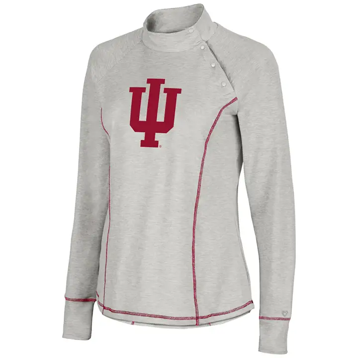 Frites au fromage pour femmes NCAA Indiana Hoosiers 1/4 Snap gris/cramoisi