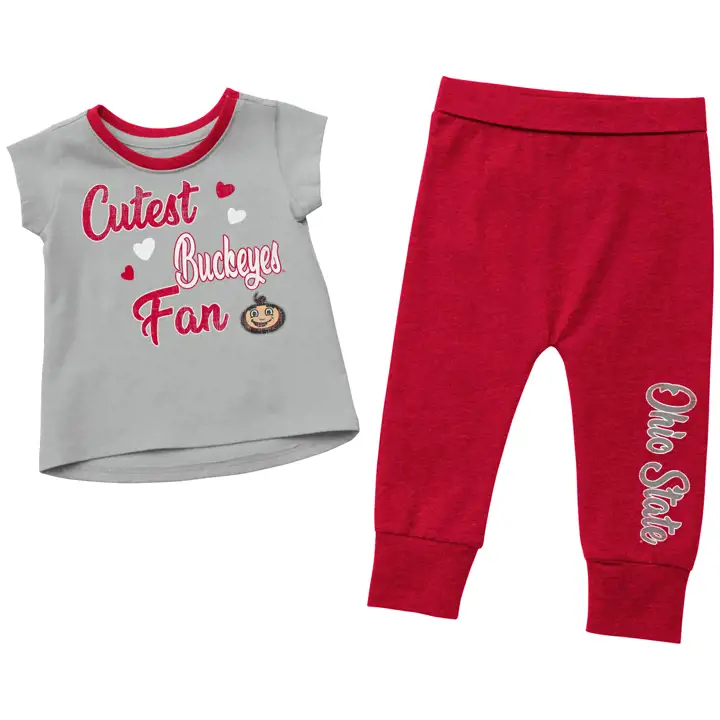 Ensemble bas de bikini Ohio State Buckeyes NCAA pour bébé fille, rouge/