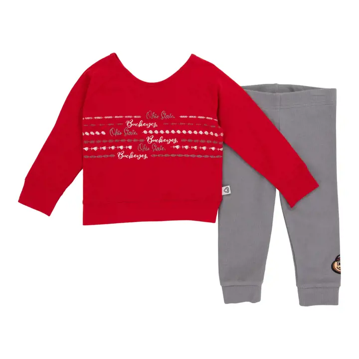 Ensemble legging pour bébé fille NCAA Ohio State Buckeyes Rouge/gris