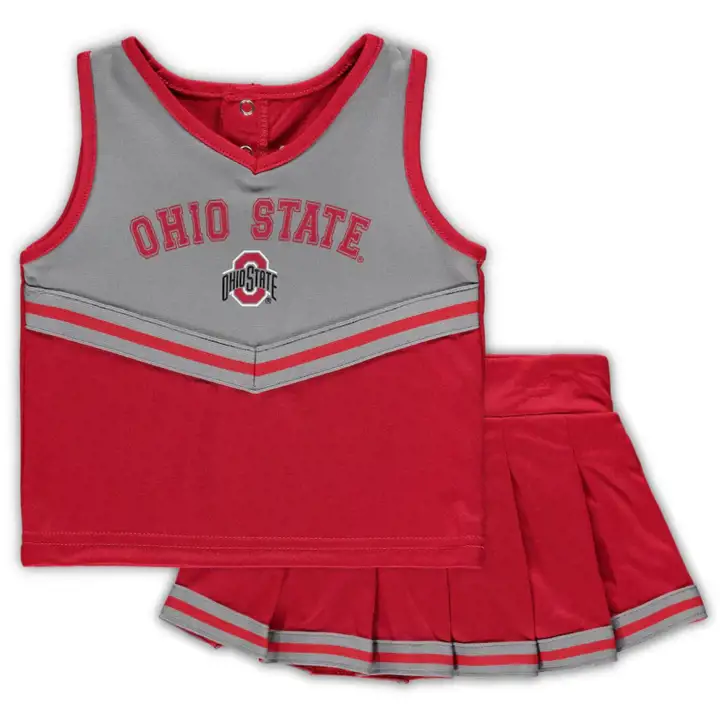Ensemble de pom-pom girl rouge pour jeunes filles des Buckeyes de l'Ohio State NCAA