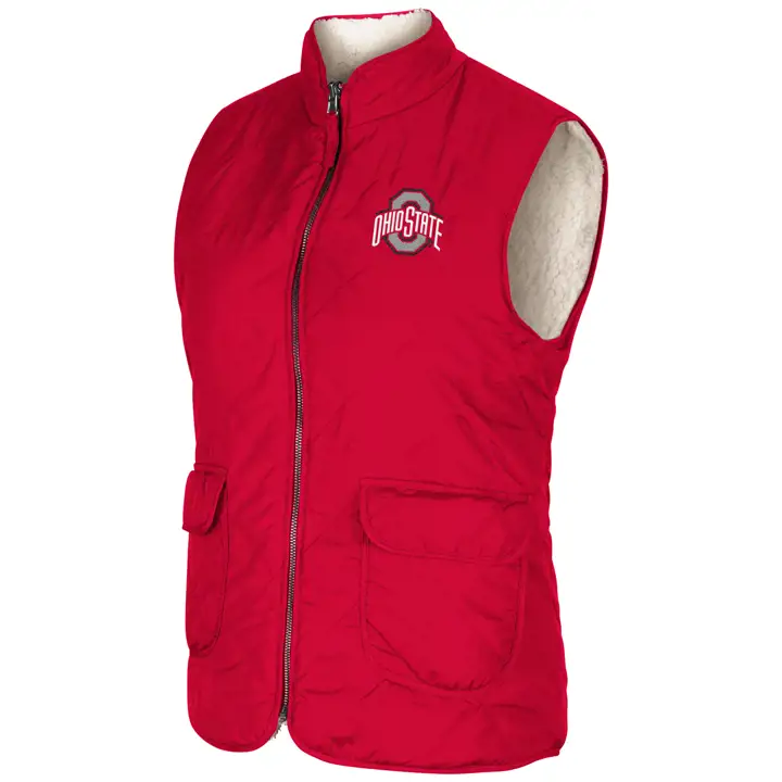 Gilet réversible pour femme Ohio State Buckeyes NCAA Miss Lady 21 Rouge/cr