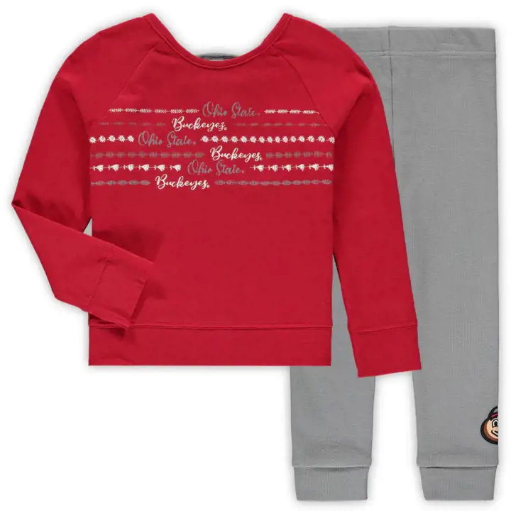 Ensemble legging et t-shirt pour petites filles NCAA Ohio State Buckeyes 21 Rouge