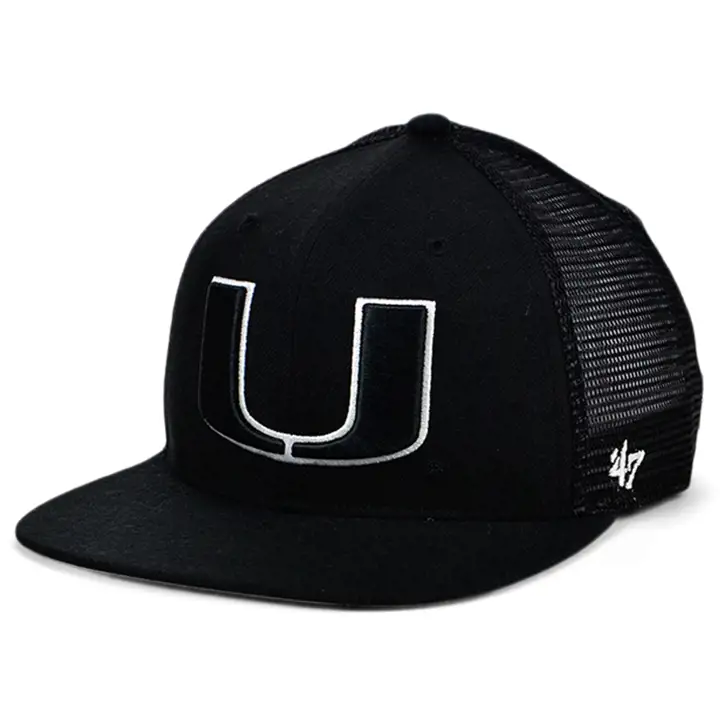 Casquette filet snapback Gambino NCAA Miami Hurricanes noire/blanche