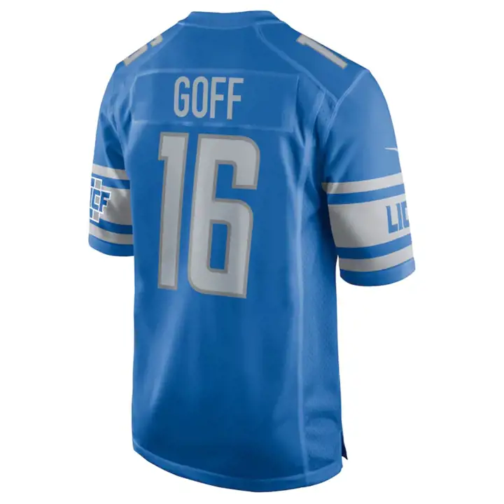 Maillot de match NFL Det LIONS Jared Goff BLEU