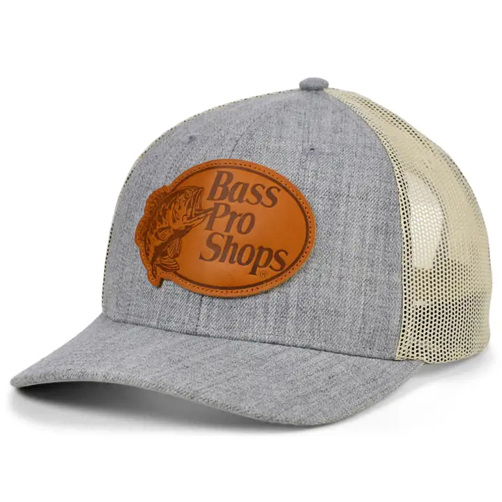 BASS PRO SHOP BPS/LC CASQUETTE DE CAMIONNEUR AVEC ÉCUSSON EN CUIR HEATHER H-G