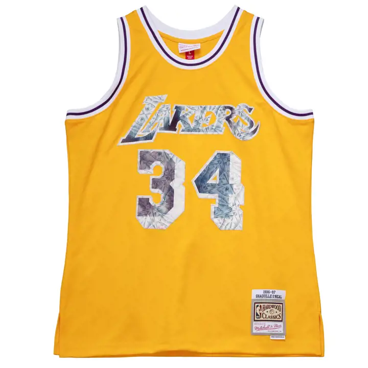 MAILLOT SHAQUILLE O'NEAL LA LAKERS NBA 75ÈME ANNIVERSAIRE JAUNE