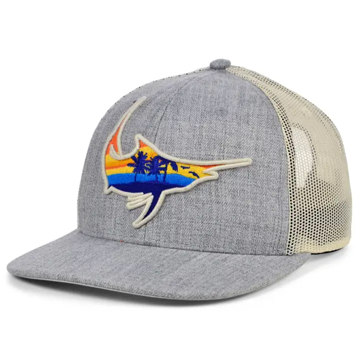 Casquette Trucker Courbée Vues Île Poisson Marlin GRIS FONCÉ/BLEU AZUR