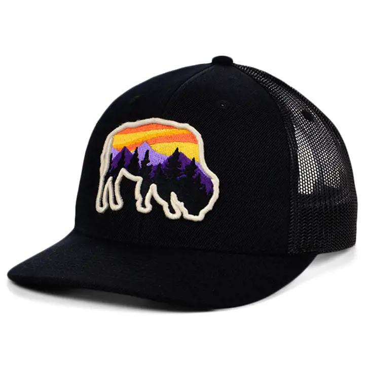 Casquette Trucker incurvée BLK/AST motifs animaux BISON - Vue de nuit