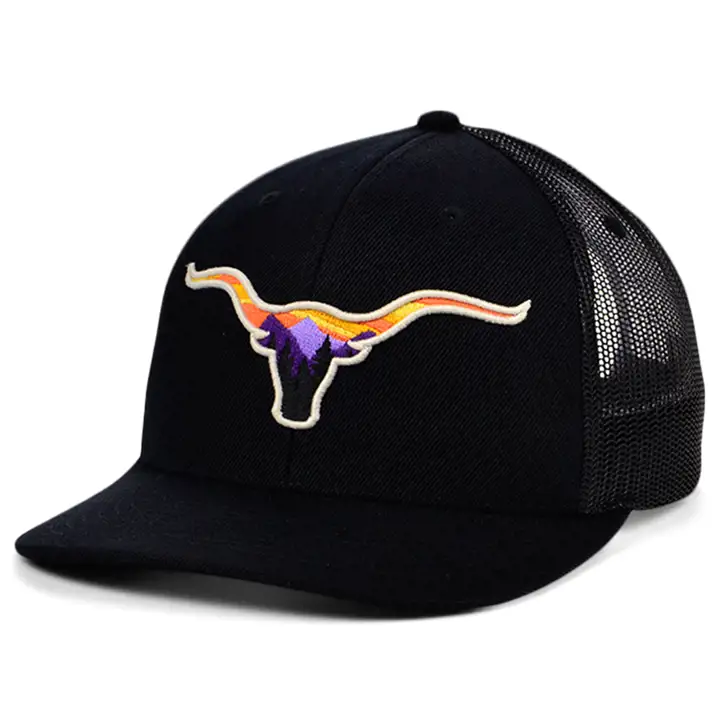 Casquette Trucker incurvée LONGHORN Animal Night Views, noire/ast.