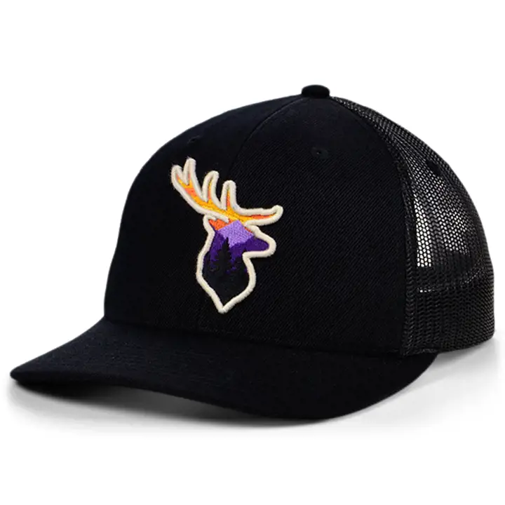 Cerf Animal Nocturne Vues Casquette Trucker Courbée Noir/Astronomie