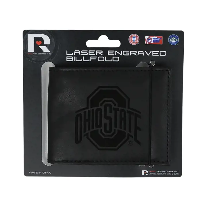 Portefeuille Ohio State Buckeyes gravé au laser, noir