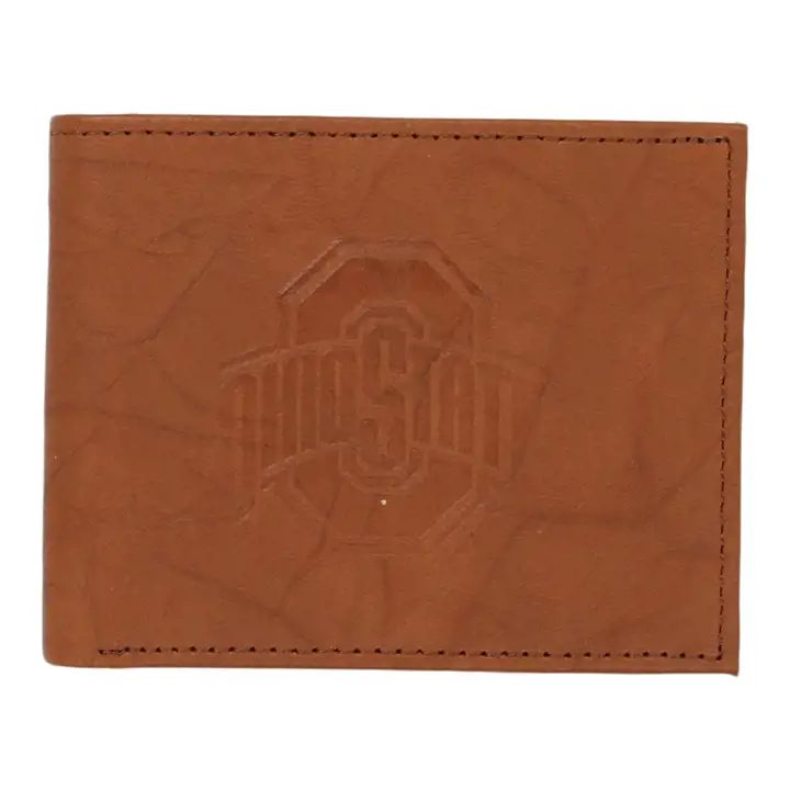 Portefeuille en cuir véritable Buckeyes d'Ohio State marron