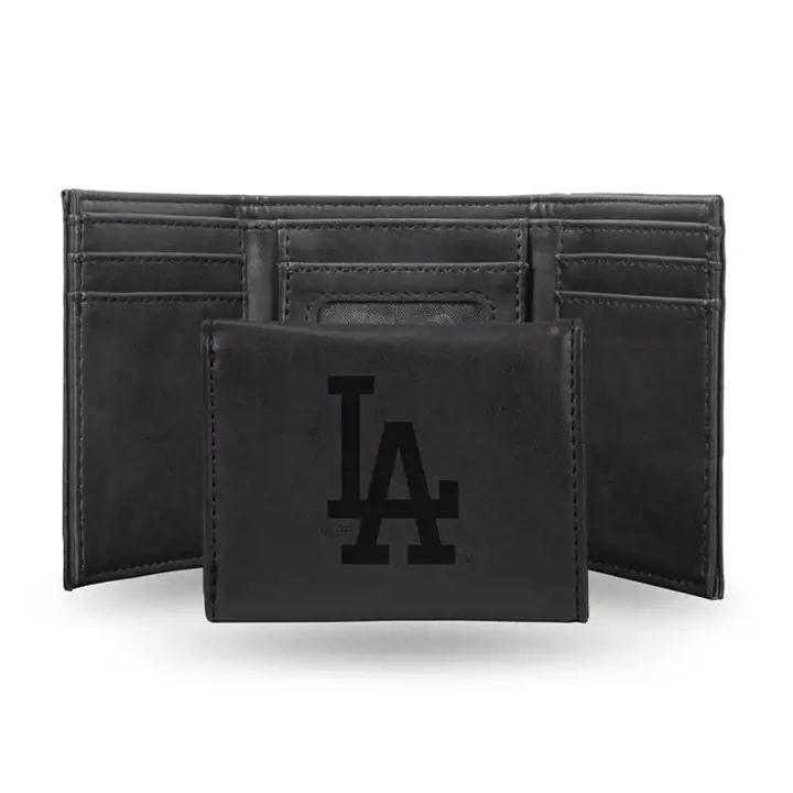 Portefeuille à trois volets gravé au laser Los Angeles Dodgers noir