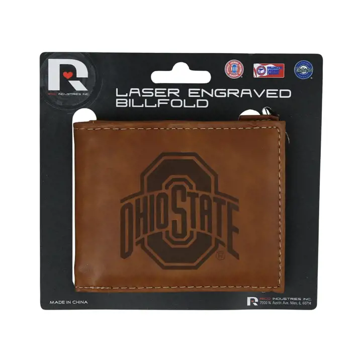 Portefeuille gravé au laser Ohio State Buckeyes marron