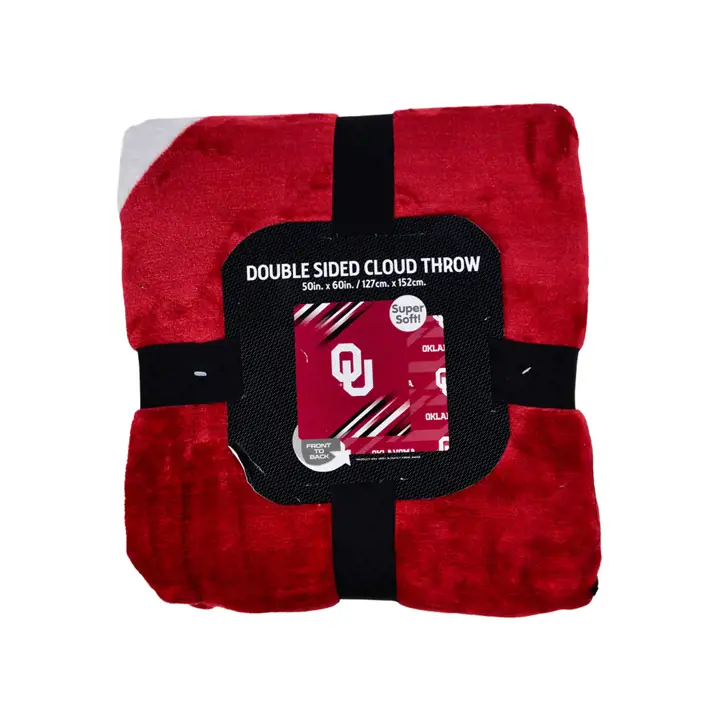 Couverture réversible imprimée Oklahoma Sooners, modèle Cloud, rouge/blanc