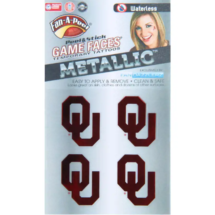 Tatouages éphémères métallisés Oklahoma Sooners