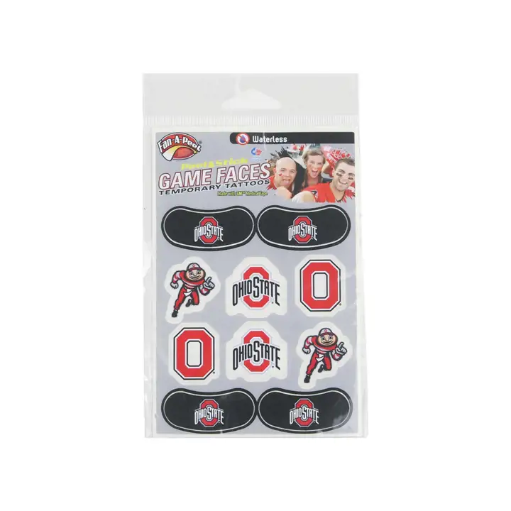 Pack tatouage combo bandeaux anti-éblouissement et tatouages temporaires Ohio State Buckeyes