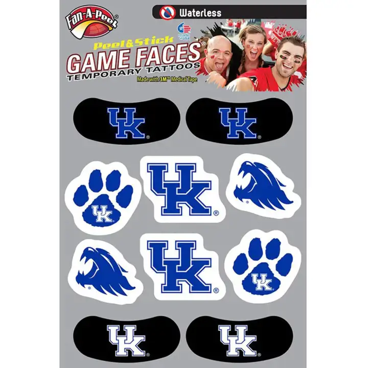 Tatouages pour le visage et les yeux Kentucky Wildcats, pack combiné