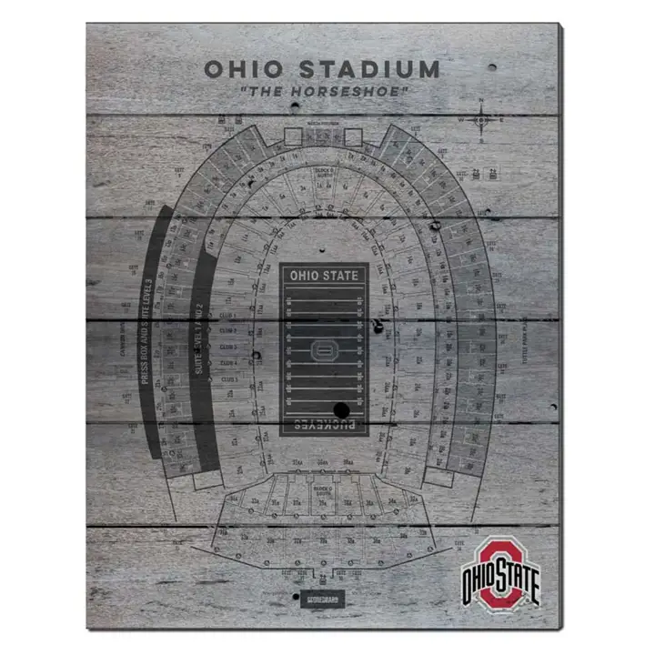 "Plaque de palette « Plan de sièges du stade » des Buckeyes d'Ohio State, 16x20 po"