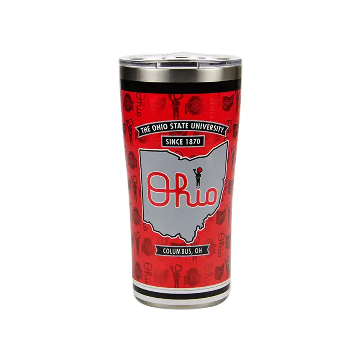 Ohio St B 20oz Acier Inoxydable Rouge/Noir/Gris