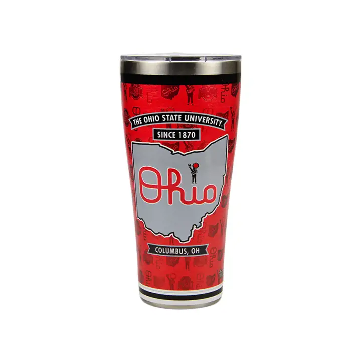 Ohio State Buckeyes Gourde en acier inoxydable de 887 ml rouge/noir/gris
