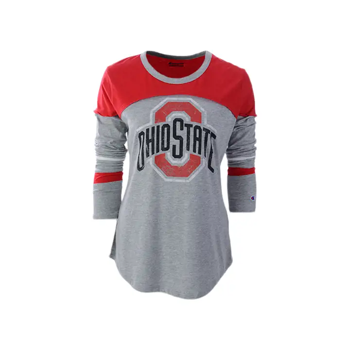 T-shirt à manches longues Ohio State Buckeyes NCAA pour femme, colorblock 21