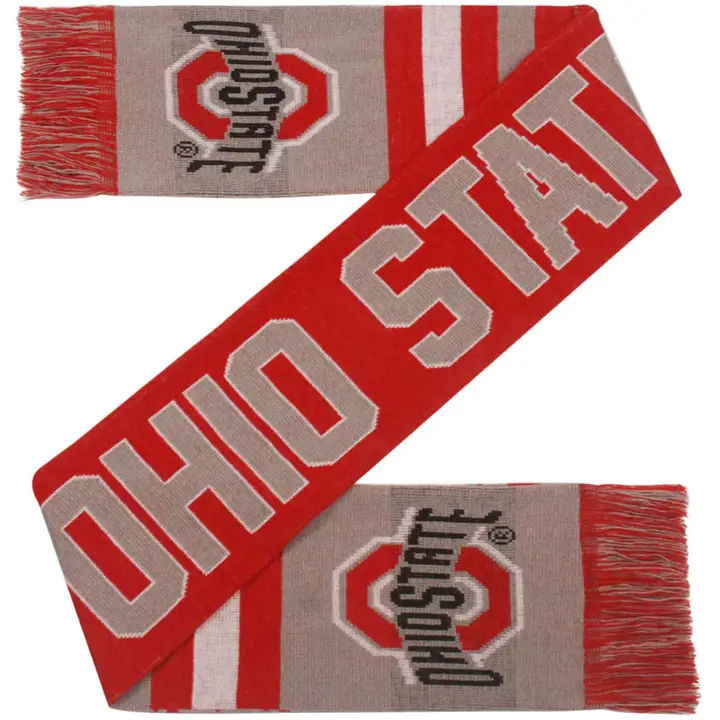Écharpe réversible à thème Ohio State Buckeyes rouge/noir/blanc