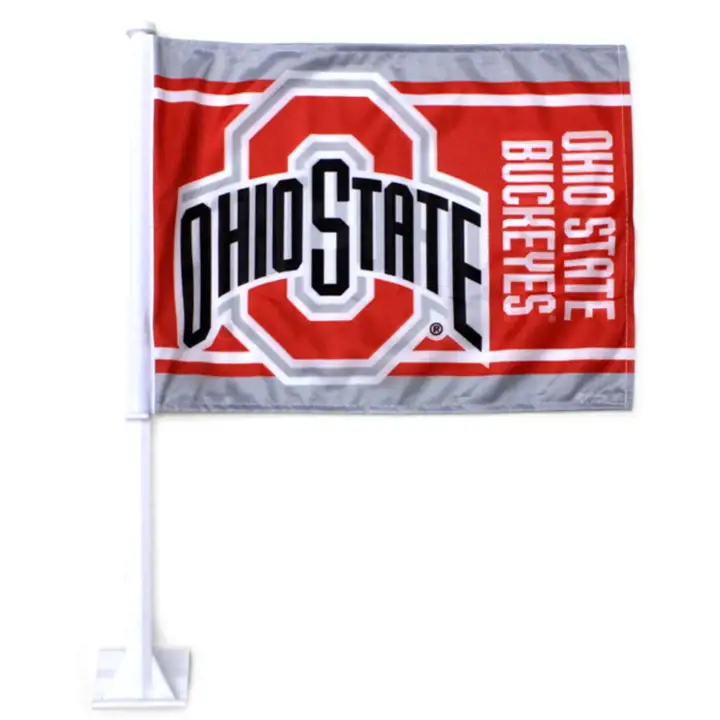 Drapeaux de voiture rouges/blancs rayés Ohio State Buckeyes